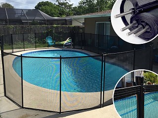 Image Cloture piscine filet demontable AQUALUX Noire 3m fixations 16mm