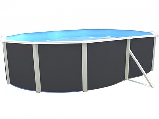 Image Kit piscine hors-sol acier Toi ANTHRACITE PRESTIGIO 120 ovale 550X366X120cm filtre a sable