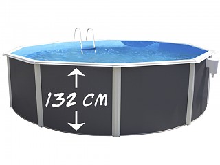 Image Kit piscine hors-sol acier Toi ANTHRACITE MAGNUM COMPACT ronde Ø350x132cm filtre a sable