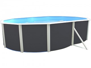Image Kit piscine hors-sol acier Toi ANTHRACITE MALLORCA ovale 550x366x120cm filtre a sable