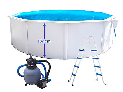 Image Piscine hors-sol Toi MAGNUM COMPACT ronde Ø460 x 132cm filtration sable + echelle