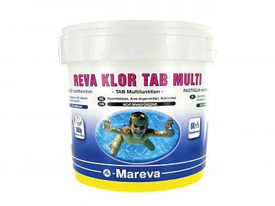 Image Desinfectant piscine Mareva REVA-KLOR Tab Multi galets 500g seau 5kg