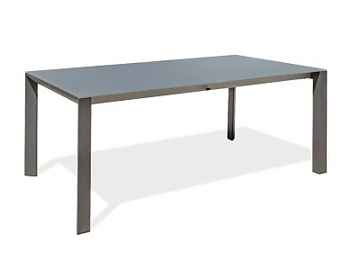 Image Table de jardin aluminium HONFLEUR gris anthracite plateau verre + rallonge DCB GARDEN TB250