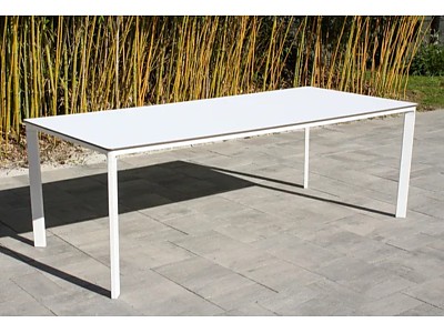 Image Table a manger de jardin MEET 200x90 cm en aluminium laque blanc DCB Garden