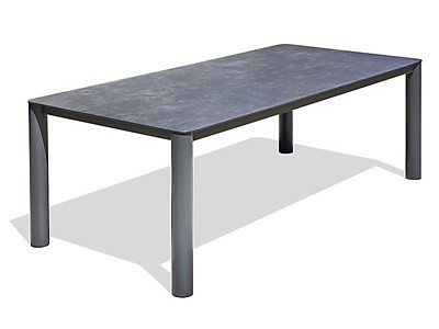 Image Table de jardin CAMARGUE 220x100 cm aluminium plateau ceramique gris DCB Garden