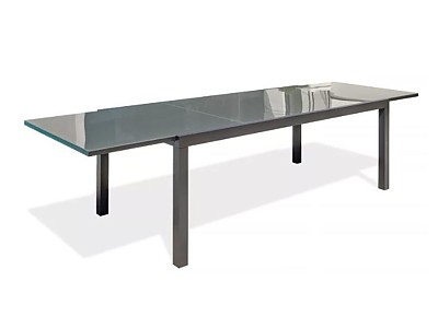 Image Table de jardin TOLEDE 200/300x100cm aluminium plateau verre + rallonge DCB Garden