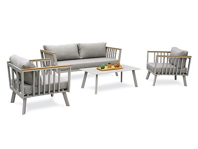 Image Salon bas de jardin NAPOLI 5 places en aluminium gris DCB Garden