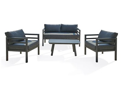 Image Salon bas de jardin LISBONNE 4 places en aluminium gris DCB Garden