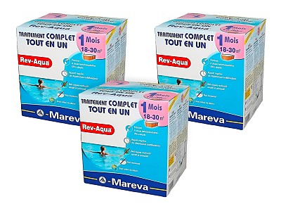 Image Pack 3 mois traitement Mareva REV-AQUA 4 en 1 piscine 18 a 30m³