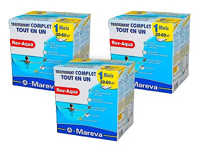Image Pack 3 mois traitement Mareva REV-AQUA 4 en 1 piscine 30 a 60m³
