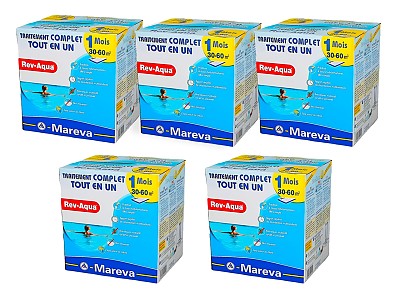 Image Pack 5 mois traitement Mareva REV-AQUA 4 en 1 piscine 30 a 60m³
