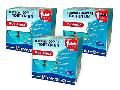 Image Pack 3 mois traitement Mareva REV-AQUA 4 en 1 piscine 60 a 90m³