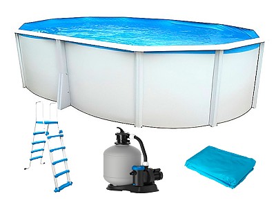 Image Piscine hors-sol acier Toi IBIZA Prestige ovale 550X366X132cm filtre a sable