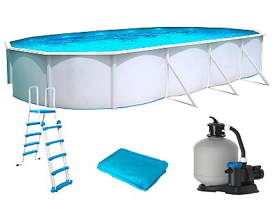Image Piscine hors-sol acier Toi PRESTIGIO ovale 915x457x132cm filtre 12m3/h + liner 60/100