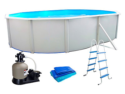 Image Piscine hors-sol acier Toi PRESTIGIO ovale 550x366x120cm filtre a sable 6m3/h