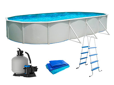 Image Piscine hors-sol acier Toi PRESTIGIO ovale 915x457x120cm filtre 12m3/h + liner 60/100