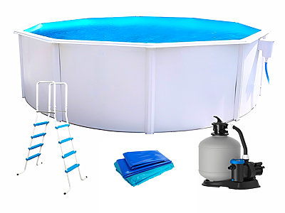 Image Piscine hors-sol Toi MAGNUM ronde 3.50 x 1.32m filtre a sable 6m3/h + echelle