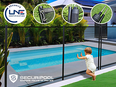 Image Barriere piscine demontable SECURIPOOL Noire 4m fixations 16mm