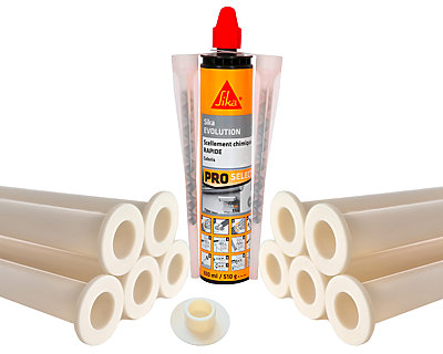 Image Kit pose SECURIPOOL DALLAGE Ø16mm avec 10 manchons + cartouche scellement chimique