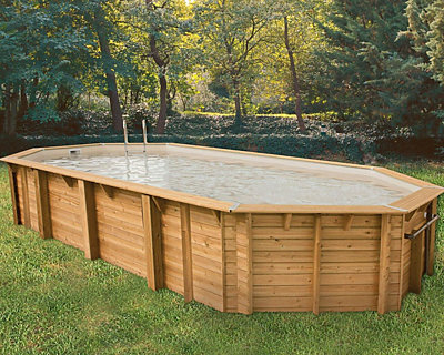 Image Piscine bois allongee Ubbink URBANPOOL 470x820x130cm Liner Beige