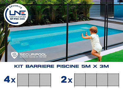 Image Kit barriere souple demontable SECURIPOOL NOIR piscine 5m x 3m NF P90-306