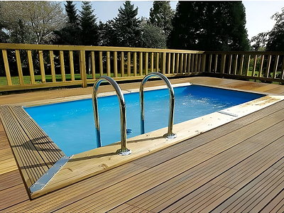 Image Kit piscine hors-sol bois Ubbink Azura rectangulaire 200x400x126cm liner bleu 75/100eme