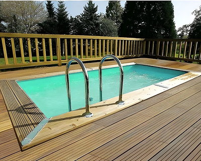 Image Kit piscine hors-sol bois Ubbink Azura rectangulaire 200x400x126cm liner beige 75/100eme