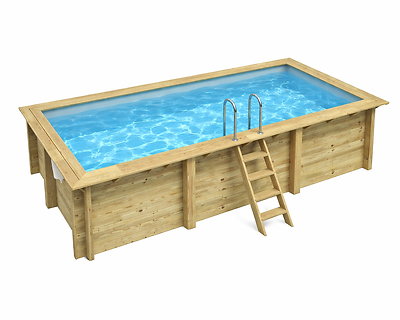 Image Piscine bois Altanka AQUA rectangulaire 6,1 x 2,85m H 1,31m liner bleu, sans dalle beton