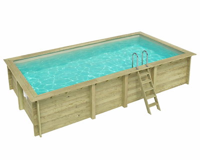 Image Piscine bois Altanka AQUA rectangulaire 7,0 x 3,75m H 1,45m liner sable, sans dalle beton