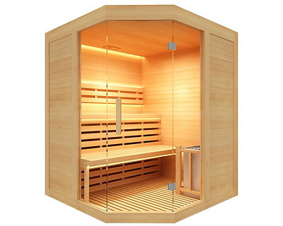 Image Sauna d'angle traditionnel vapeur SENSE 3 places France Sauna