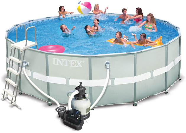 Kit piscine tubulaire Intex ULTRA FRAME ronde Ø427 x 122cm filtration sable 4m3/h - Galerie photos et vidéo de la piscine hors-sol tubulaire Intex ULTRA FRAME