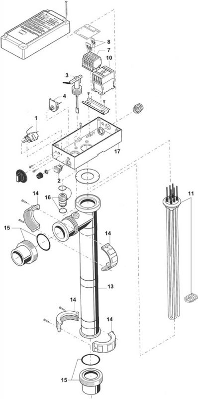 Vue éclatée pièces détachées Rechauffeur Zodiac RE/L 6kW (W40LE06)