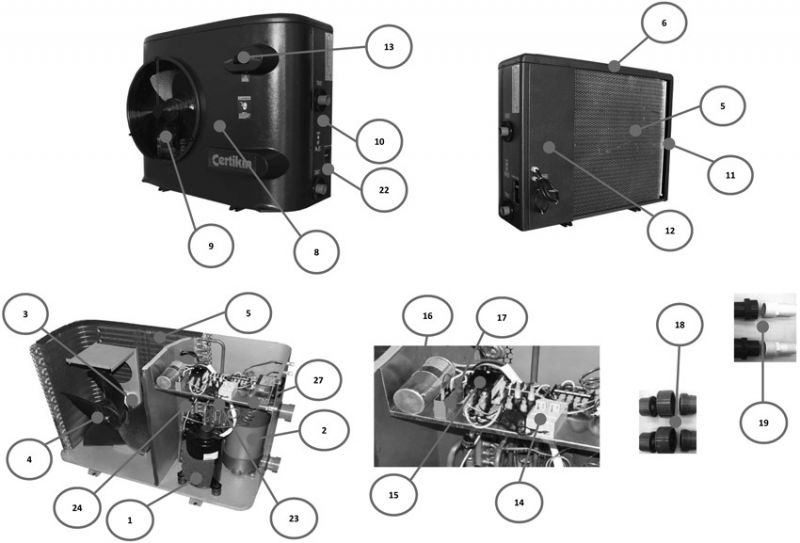 Vue éclatée pièces détachées Pompe a chaleur Certikin BLP 1,7kW (HPP090)